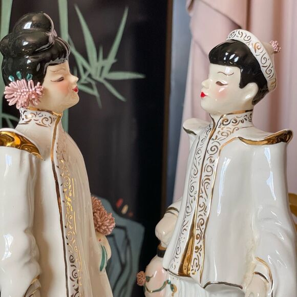 ♥️ Vintage Mid Century Florence Ceramics California Figurine Couple 8”T 3”W - Picture 5 of 15